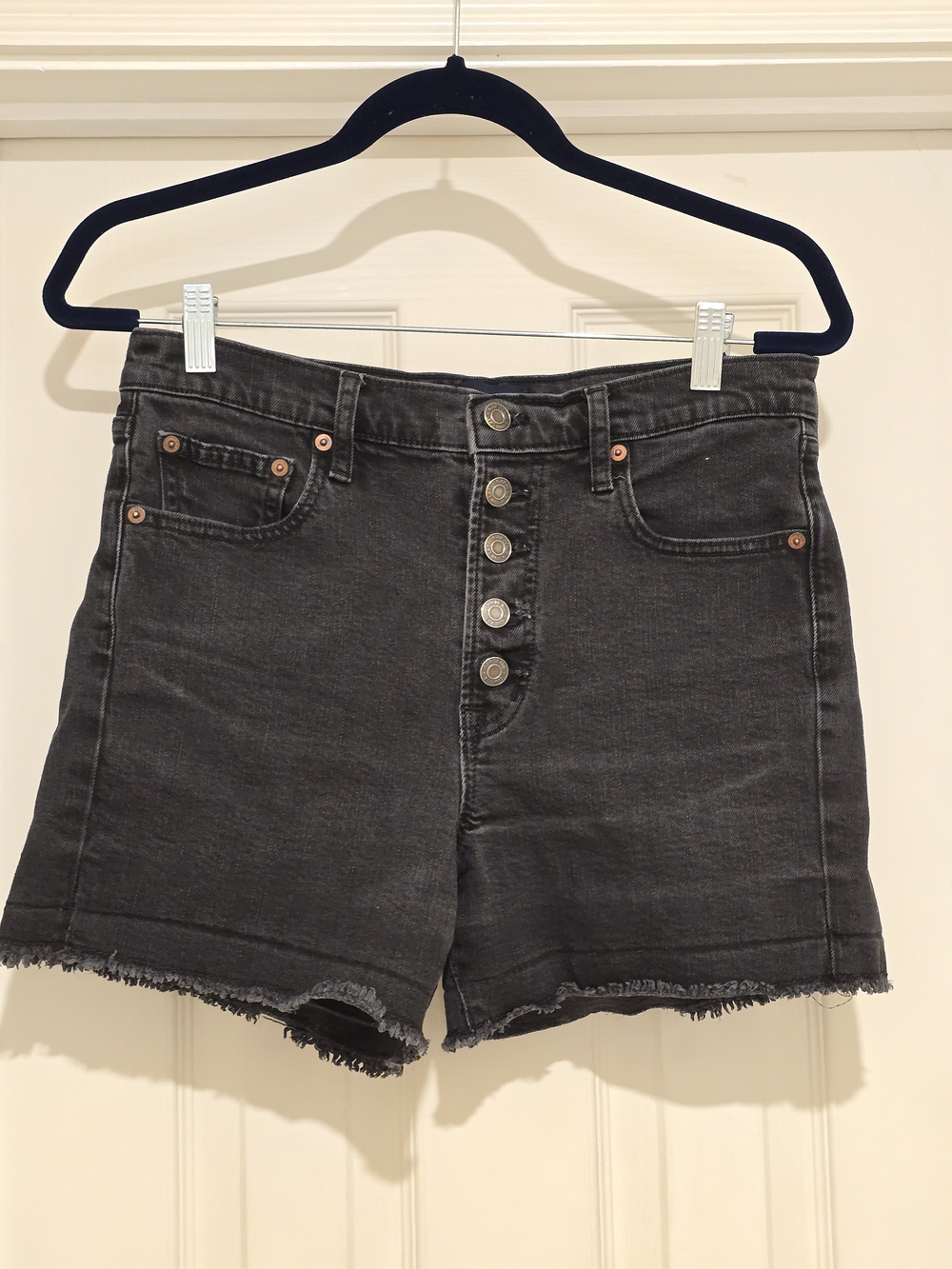 GAP Black High-Rise Button-Fly Denim Shorts